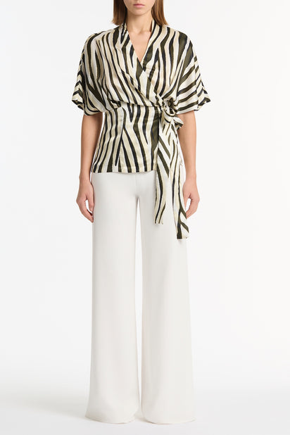 BOLD STRIPE PRINT GATHER TOP