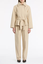 BONE LUXE COTTON DRILL SHORT TRENCH COAT