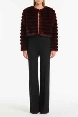 BORDEAUX CROPPED FUR JACKET