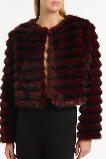 BORDEAUX CROPPED FUR JACKET