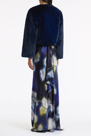 BRIGHT NAVY TIPPED FUR SHORT JACKET