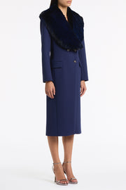 BRIGHT NAVY TIPPED FUR STOLE