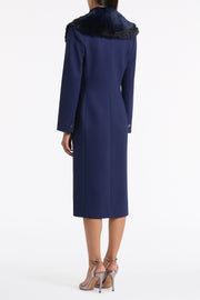 BRIGHT NAVY TIPPED FUR STOLE
