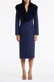 BRIGHT NAVY TIPPED FUR STOLE