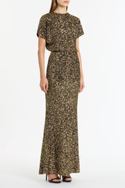 BRONZE CRUSHED SEQUIN DRAPE TOP
