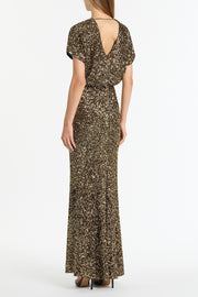 BRONZE CRUSHED SEQUIN DRAPE TOP