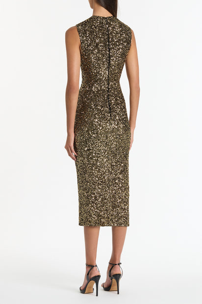 BRONZE CRUSHED SEQUIN DRESS