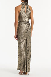 BURNISHED METALLIC HALTER TOP