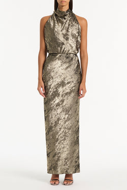 BURNISHED METALLIC HALTER TOP