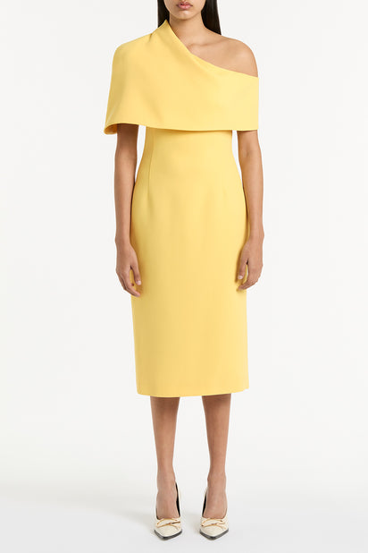 BUTTER CREPE DRAPED COLLAR DRESS