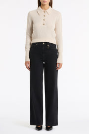 BUTTERMILK BRUSHED WOOL KNIT POLO