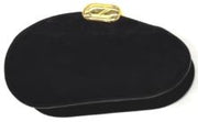 BLACK CZ OVAL SUEDE CLUTCH