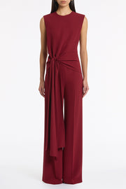 CABERNET CREPE TIE FRONT JUMPSUIT