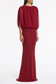CABERNET GEORGETTE GATHERED CAPELET TOP