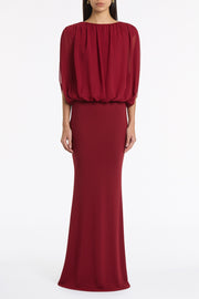 CABERNET GEORGETTE GATHERED CAPELET TOP