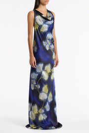 CALLA LILY SILK VISCOSE COWL FRONT GOWN
