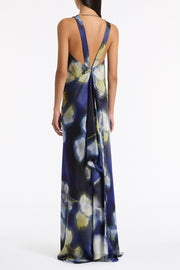 CALLA LILY SILK VISCOSE COWL FRONT GOWN