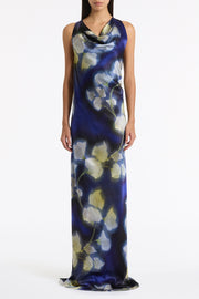 CALLA LILY SILK VISCOSE COWL FRONT GOWN