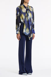 CALLA LILY SILK VISCOSE TIE NECK TOP