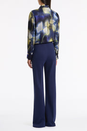CALLA LILY SILK VISCOSE TIE NECK TOP