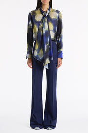 CALLA LILY SILK VISCOSE TIE NECK TOP