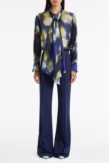 CALLA LILY SILK VISCOSE TIE NECK TOP