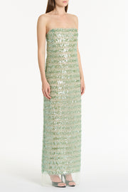 CELEDON SEQUIN STRAPLESS GOWN