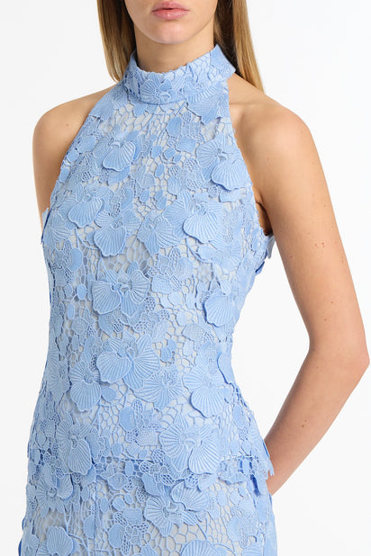 CELESTE 3D LACE HALTER TOP