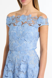 CELESTE 3D LACE OFF-SHOULDER GOWN