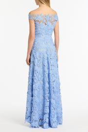 CELESTE 3D LACE OFF-SHOULDER GOWN