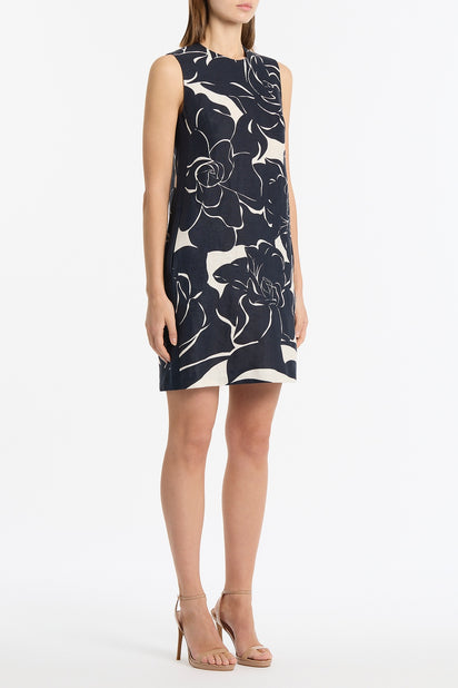 CELESTIAL PETALS LINEN SHIFT DRESS