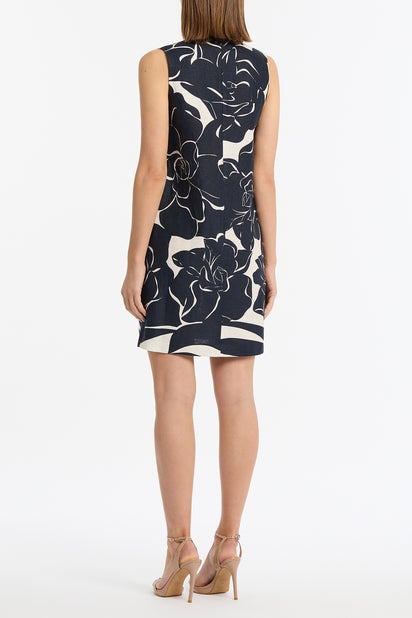 CELESTIAL PETALS LINEN SHIFT DRESS