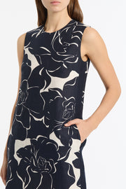 CELESTIAL PETALS LINEN SHIFT DRESS