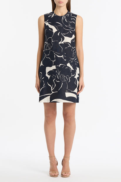 CELESTIAL PETALS LINEN SHIFT DRESS