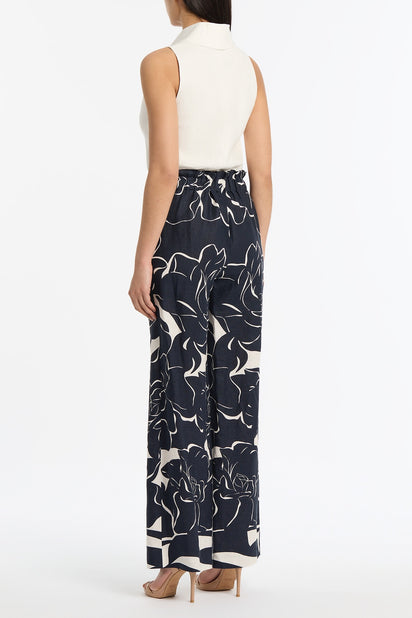 CELESTIAL PETALS LINEN TIE WAIST PANT