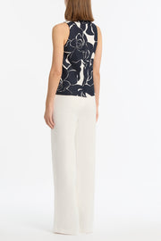 CELESTIAL PETALS LINEN FOLDED COLLAR TOP
