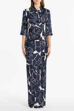 CELESTIAL PETALS SILK VISCOSE BIAS SKIRT