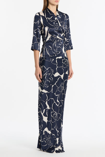 CELESTIAL PETALS SILK VISCOSE WRAP TOP