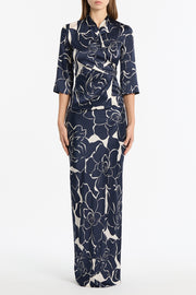 CELESTIAL PETALS SILK VISCOSE WRAP TOP