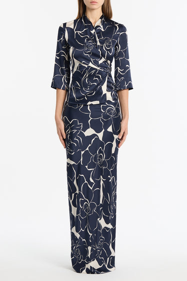 CELESTIAL PETALS SILK VISCOSE WRAP TOP