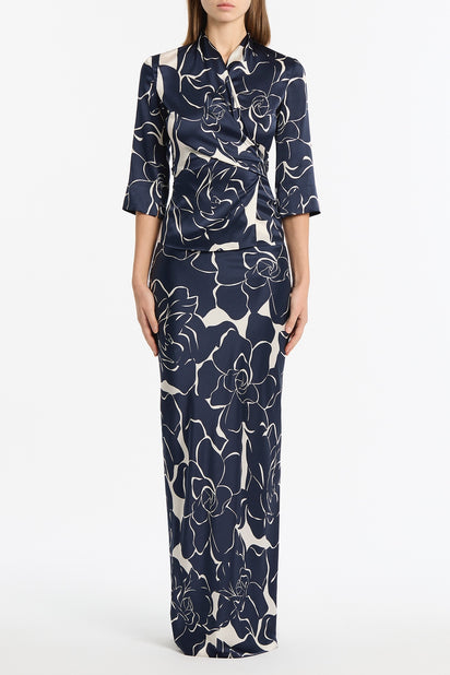 CELESTIAL PETALS SILK VISCOSE WRAP TOP