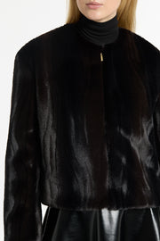 CHOCOLATE MORAY FAUX FUR JACKET