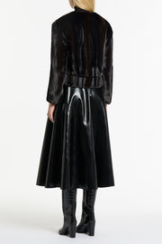 CHOCOLATE MORAY FAUX FUR JACKET