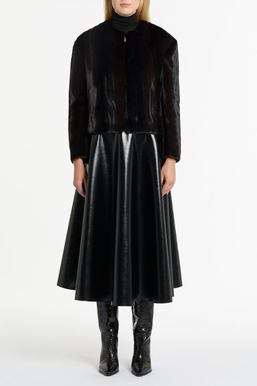 CHOCOLATE MORAY FAUX FUR JACKET