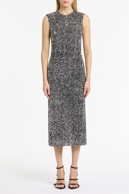 CHROME CRUSHED SEQUIN DRESS