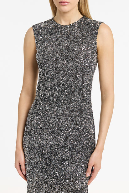 CHROME CRUSHED SEQUIN DRESS