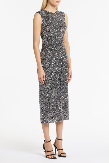 CHROME CRUSHED SEQUIN DRESS