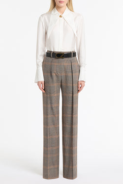 CINAMON WOOL PLAID CLASSIC PLEAT PANT