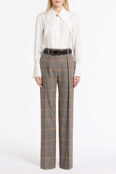 CINAMON WOOL PLAID CLASSIC PLEAT PANT