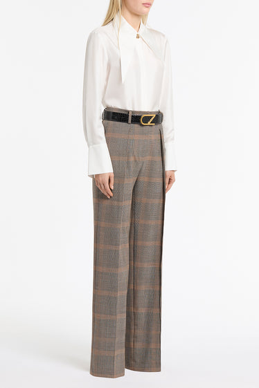 CINAMON WOOL PLAID CLASSIC PLEAT PANT